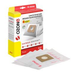 Мешки-пылесборники Ozone синтетические 5 шт + микрофильтр для SINGER, ELECTROLUX, ZANUSSI и др.