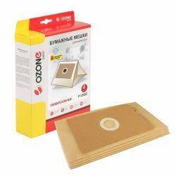 Универсальные бумажные мешки-пылесборники Ozone для пылесоса, фланец 120х190, диаметр отверстия 50 мм, 4 шт + микрофильтр