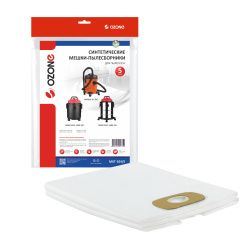 Мешки-пылесборники Ozone синтетические для пылесоса, 5 шт для DEKO, DENZEL, FINEPOWER и др.