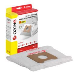 Мешки-пылесборники Ozone синтетические 4 шт + микрофильтр для PHILIPS