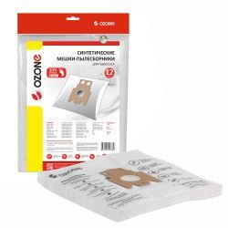 Мешки-пылесборники Ozone синтетические 12 шт + 2 микрофильтра для HANSEATIC, HOOVER, IRIT и др.