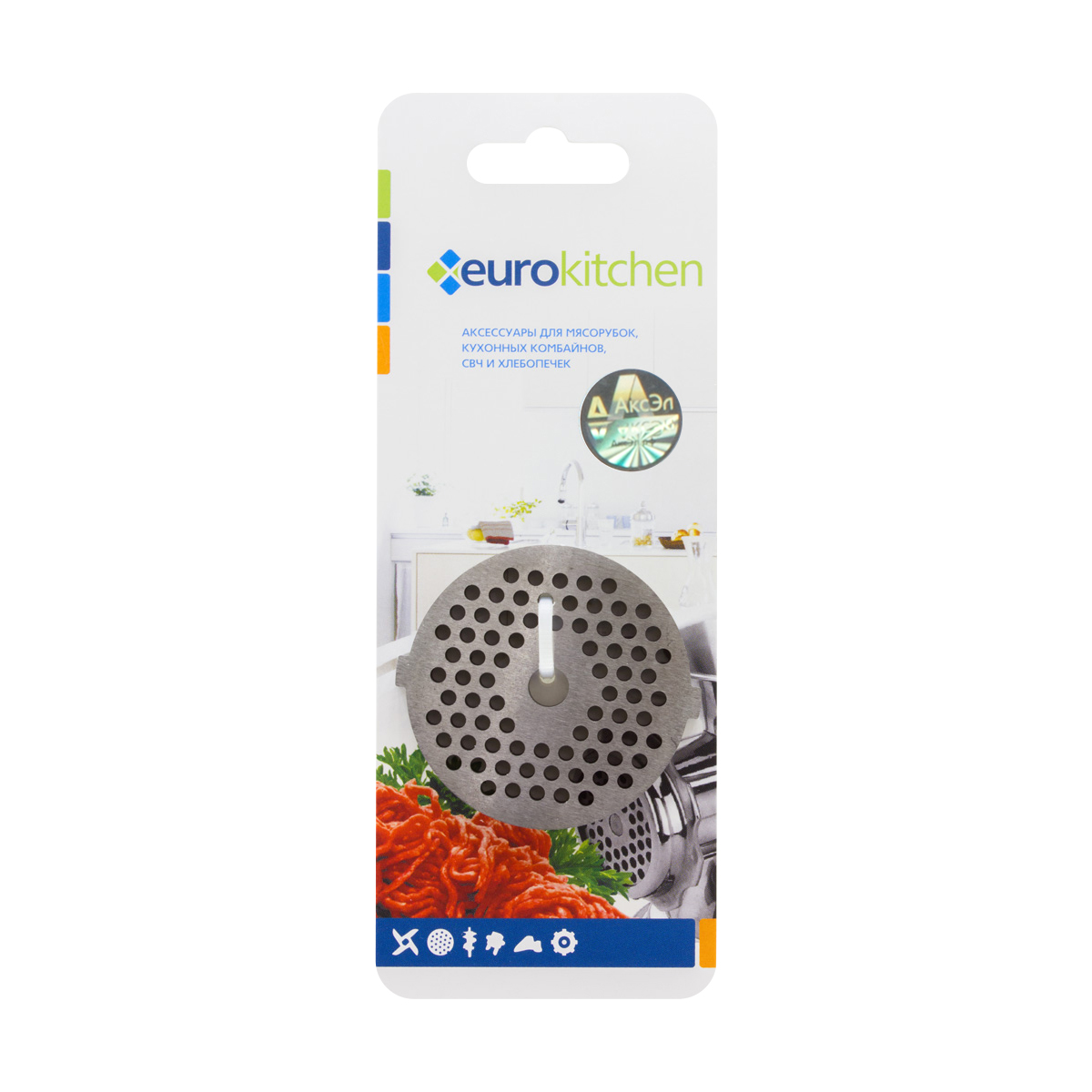 GR4-3 Решетка Eurokitchen для мясорубки/кухонного комбайна, 53 мм, диаметр отверстий 3 мм