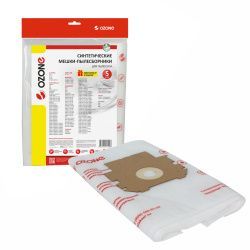 Мешки-пылесборники Ozone синтетические 5 шт + микрофильтр для PROGRESS, FIRSTLINE, ELECTROLUX и др.