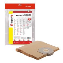 Мешки-пылесборники Ozone бумажные 5 шт для METEOR, ROTEL, ZELMER и др.