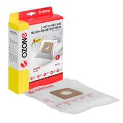 Мешки-пылесборники Ozone синтетические 5 шт + микрофильтр для ARTEL, BRAYER, GOLDSTAR и др.