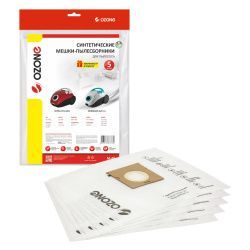 Мешки-пылесборники Ozone синтетические 5 шт + микрофильтр для BQ, CENTEK, DELTA и др.