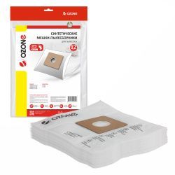 Мешки-пылесборники Ozone синтетические 12 шт + 2 микрофильтра для BRAYER, GOLDSTAR, PHILIPS