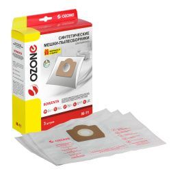 Мешки-пылесборники Ozone синтетические 3 шт + микрофильтр для CONTI, FIRSTLINE, MOBILO и др.