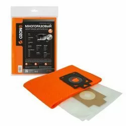 Мешок-пылесборник Ozone многоразовый c высокой степенью защиты HEPA-фильтра, с текстильной застежкой для AFC, CHAO BAO, CLEANFIX и др.