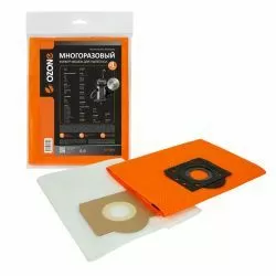 Мешок-пылесборник Ozone многоразовый c высокой степенью защиты HEPA-фильтра, с текстильной застежкой для AFC, ANNOVI REVERBERI, BORT и др.