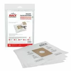 Универсальные мешки-пылесборники Rock Professional для пылесоса, фланец 100х130, диаметр отверстия 40 мм, 4 шт