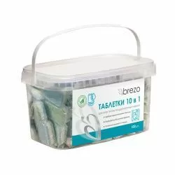 Таблетки ALL IN 1 Brezo бесфосфатные для посудомоечной машины, 100 шт. в водорастворимой пленке