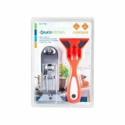 Набор скребков с дополнительными лезвиями Eurokitchen для чистки стеклокерамики, красный/белый