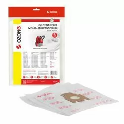 Мешки-пылесборники Ozone синтетические 3 шт для HANSEATIC, HOOVER, IRIT и др.
