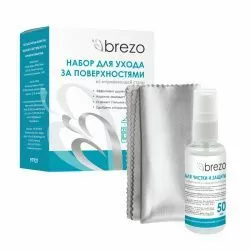 Набор Brezo для ухода за поверхностями из нержавеющей стали, спрей 50 мл - 1 шт., салфетка - 1 шт.